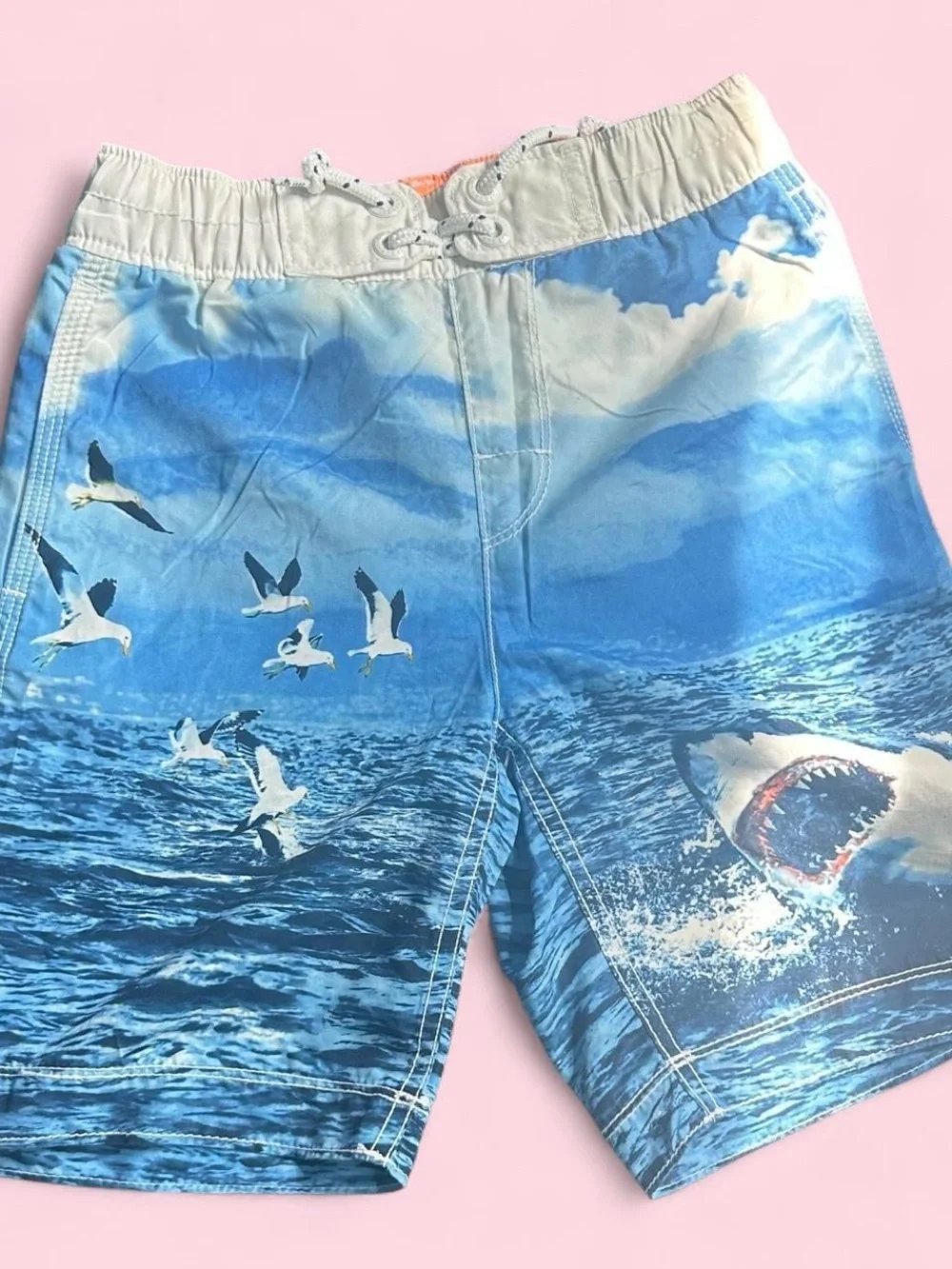 GAP Kids Bright Orange Swim Trunks with White Drawstring